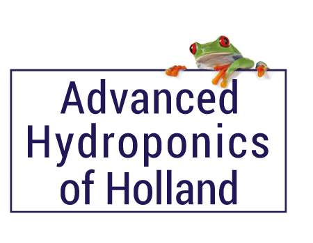Frosch auf Inschrift Advanced Hydroponics of Holland