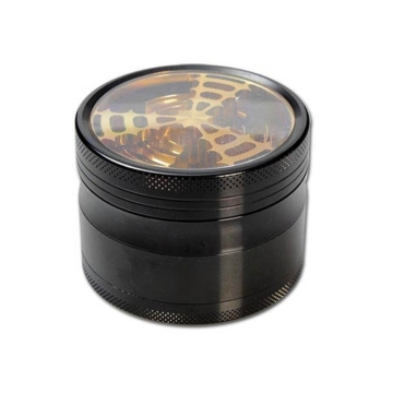 Алуминиев гриндер Mill с прозорче от 4 части, черен със златно