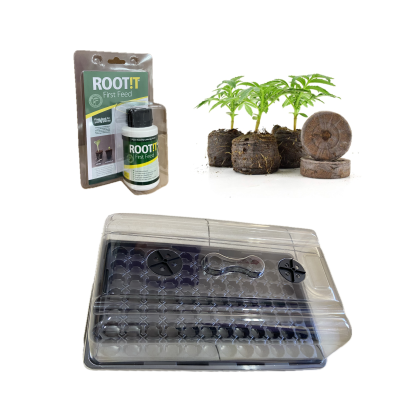 Set pentru răsaduri - Propagator, Tavă 60 cuiburi, Pelete 60 buc, supliment Root It