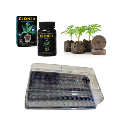 Set für Setzlinge - Propagator, Tablett 84 Nester, Pellets 84 Stück, Clonex-Gel