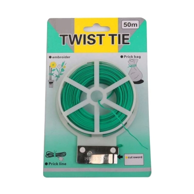 Макара с градинска тел и резец (PVC покритие) – 50 метра