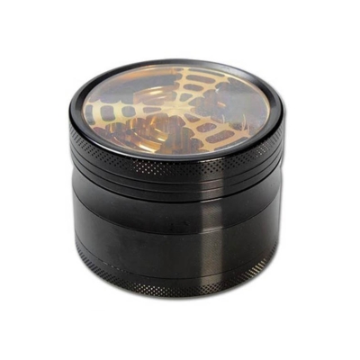 Moară de râșniță din aluminiu cu fereastră, 4 părți, neagră cu auriu