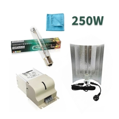 Sylvania 250W - Gewächshausbeleuchtungsset + kostenloses Reinigungstuch für Reflektoren und Lampen