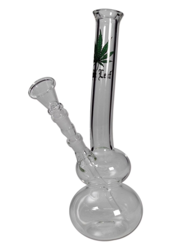 "Black Leaf Round" glass bong