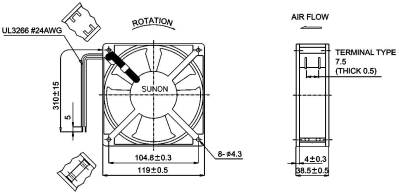SUNON DP200A – Auslass-/Einlassventilator