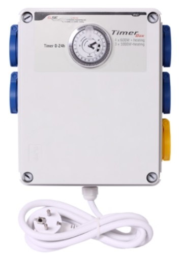 GSE Timer Box II 4x600W heating - таймер-кутия  + отопление за едновременно включване на няколко лампи