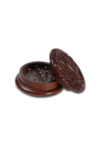 Engraved wooden grinder Hemp Leaf